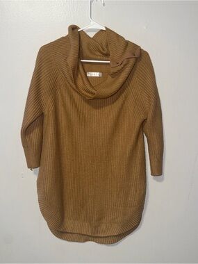 Madison Camel Knit Cowl-Neck Sweater